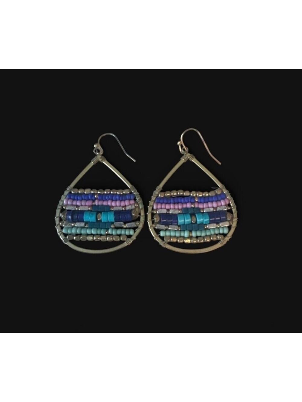 Discontinued Park Lane Juniper Gold Tone Glass Beaded Earrings Boho